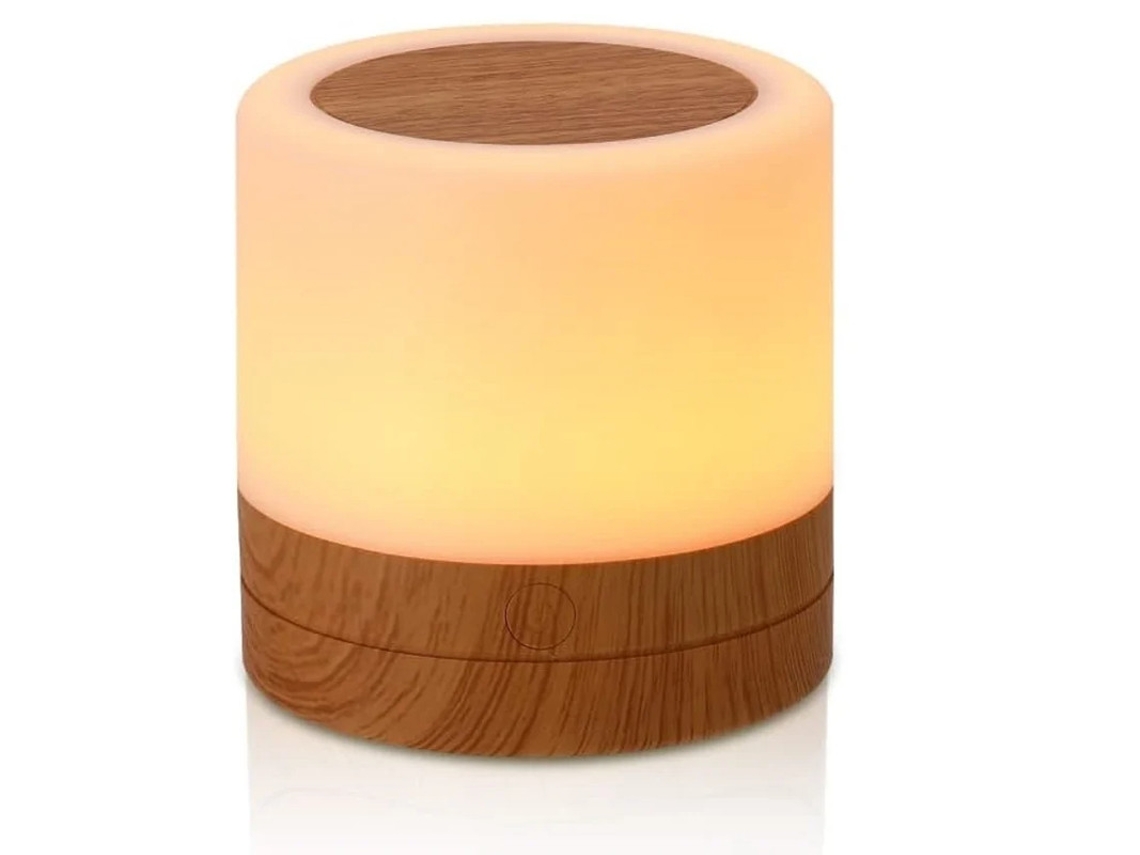 Nueva luz LED de noche táctil con control remoto para escritorio, siete colores, creativa, con textura de madera, carga, 3 W, amarilla, Bestvite