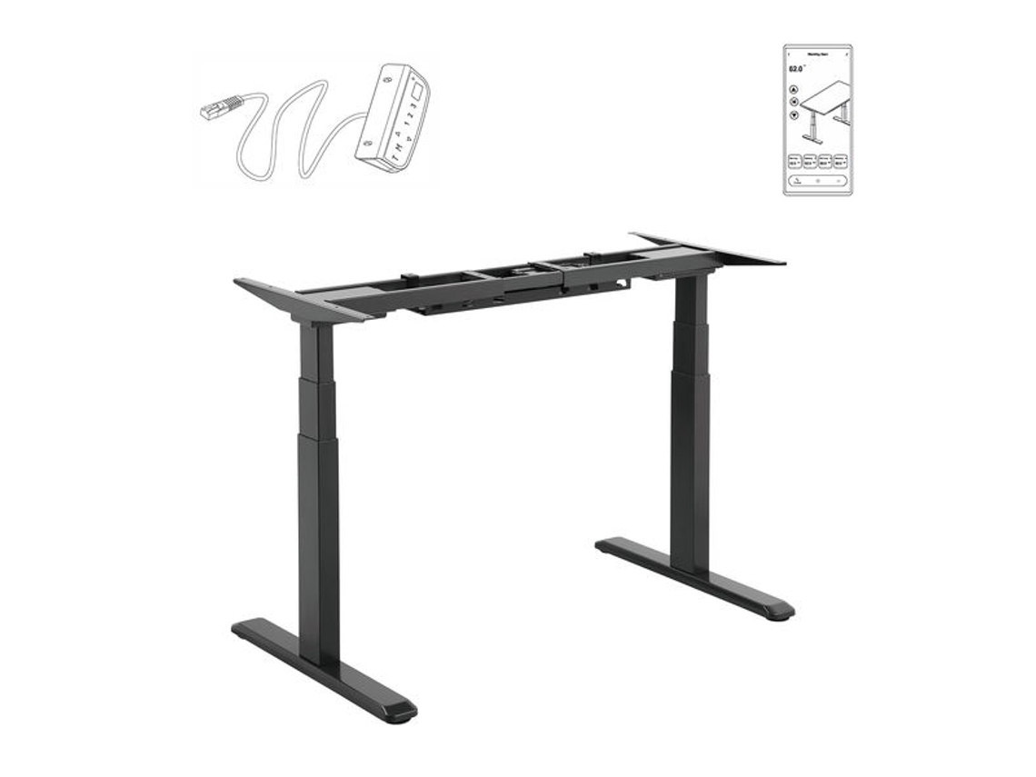 Escritorio Motorizado Sentado/De Pie 120X75Cm Altura 62-128Cm Tablero Nogal / Base Negra Conectado