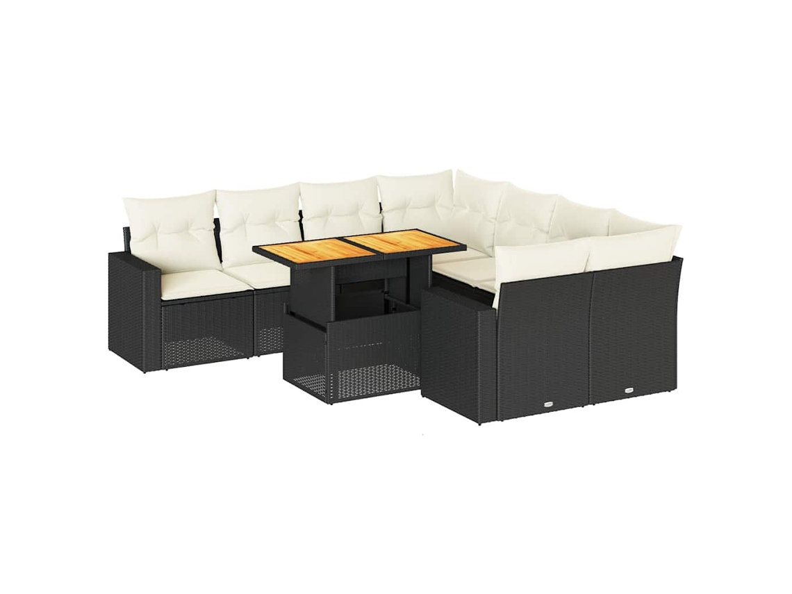Maison Exclusive - Set De Sofás De Jardín Con Cojines 9 Pzas Ratán Sintético Negro