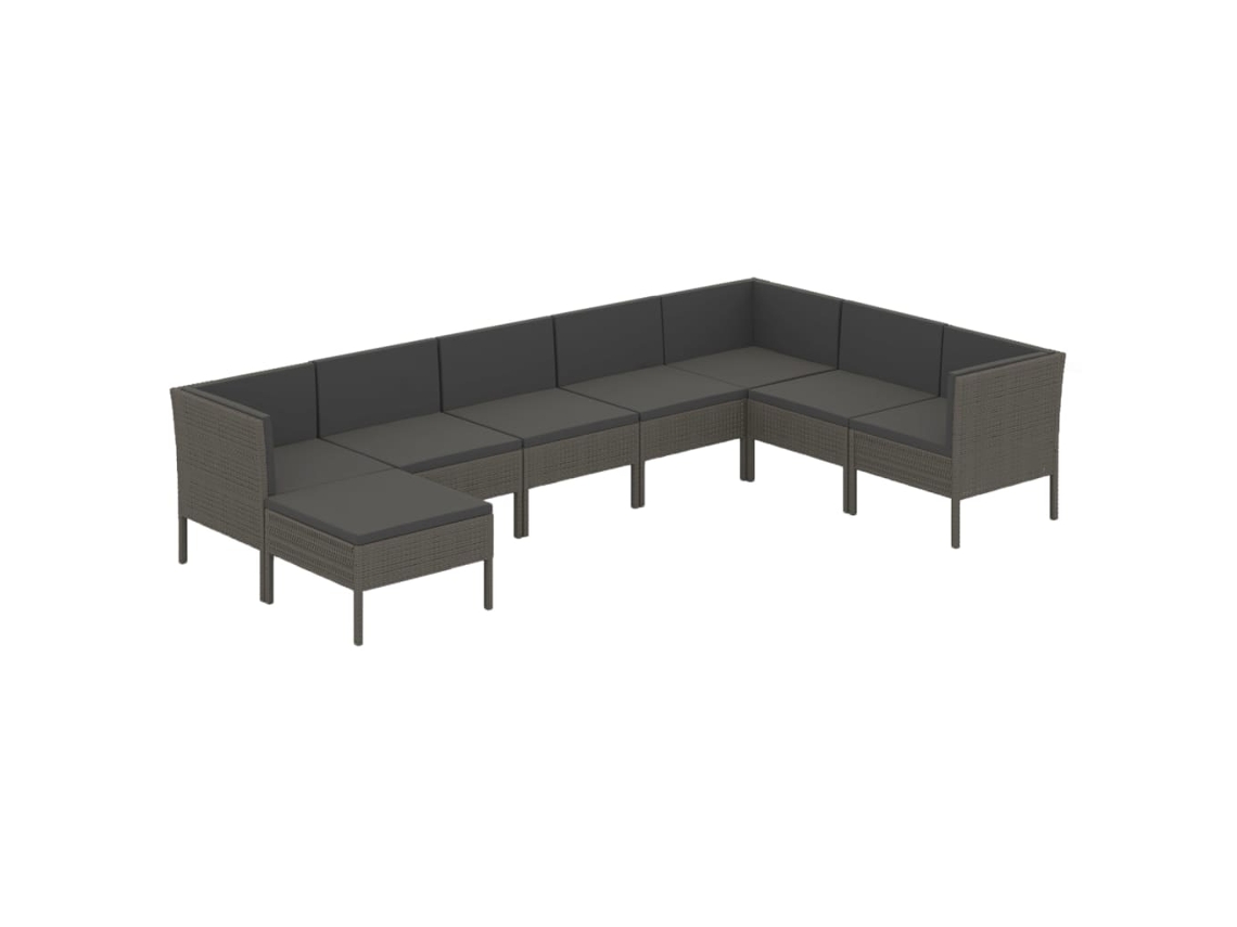 Maison Exclusive - Set De Muebles De Jardín 8 Pzas Y Cojines Ratán Sintético Gris