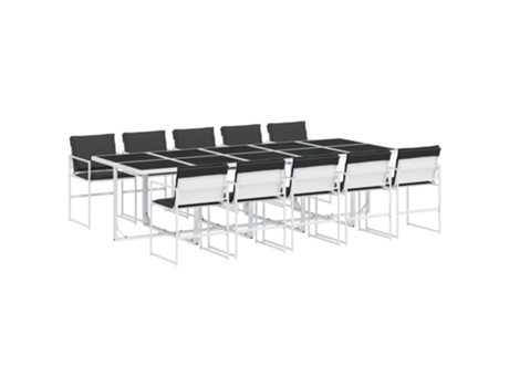 Conjunto 11 de comedor de jardín VIDAXL con cojines textilene blanco