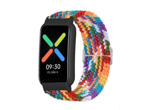 Correa de nailon con elástico de punto para Oppo Watch - arcoíris/negro