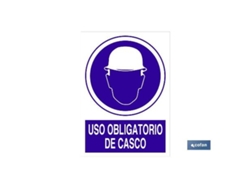 Señal adhesiva 148x105mm uso obligatorio de casco