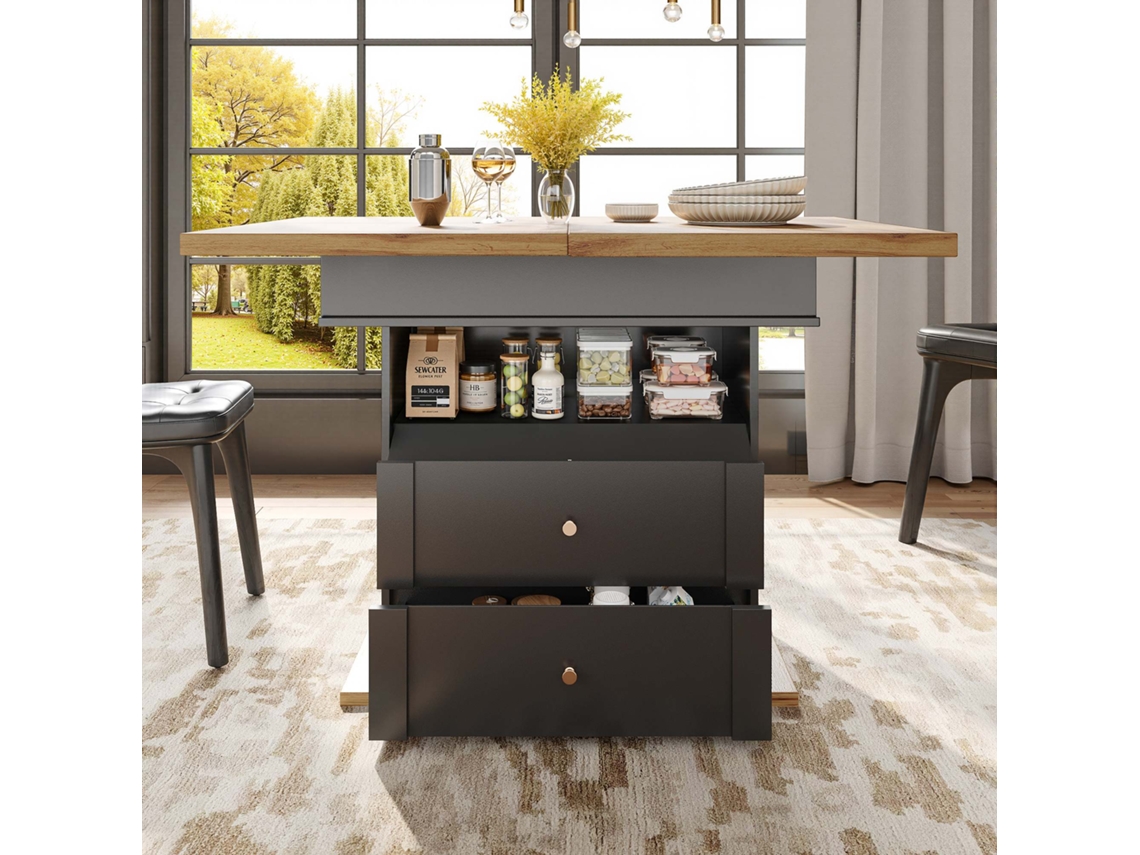 Mesa de comedor extensible de 110 x 140 x 80 cm, plegable, para 4 o 6 personas, diseño minimalista, color negro.