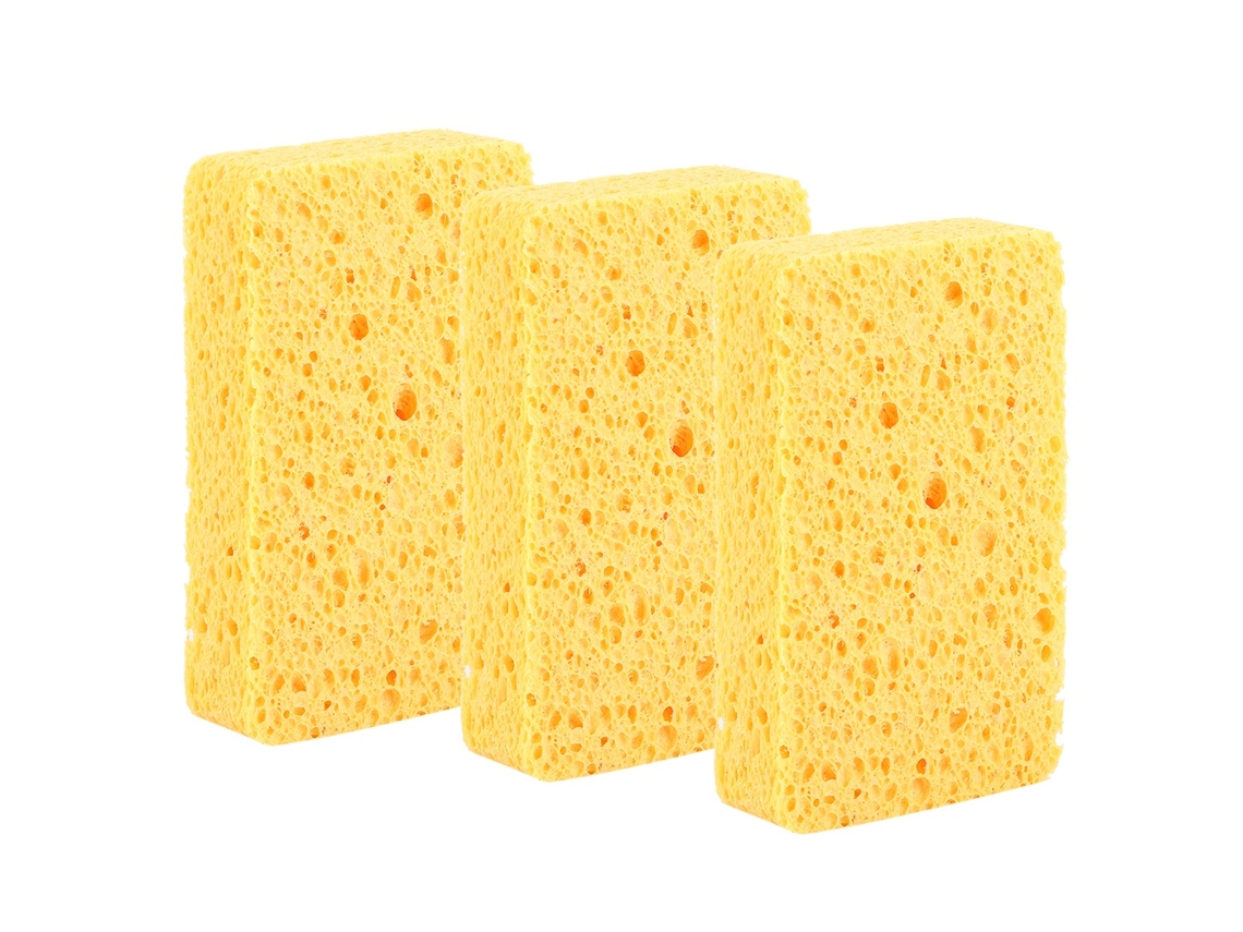 Juego De 3 Esponjas Amarillas Para Lavar Platos, Utensilios Y Sartenes, Con Gran Capacidad De Absorción De Agua.