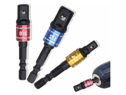 Adaptador de porta-pasadores de 1/4, 3/8 y 1/2 pulgada para taladro atornillador de impacto con acero al vanadio tratado térmicamente.
