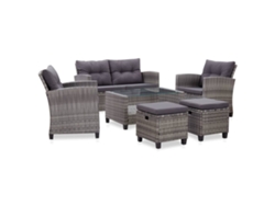 Conjunto de sofás de jardín con cojines de mimbre gris oscuro, Dkd Home Decor