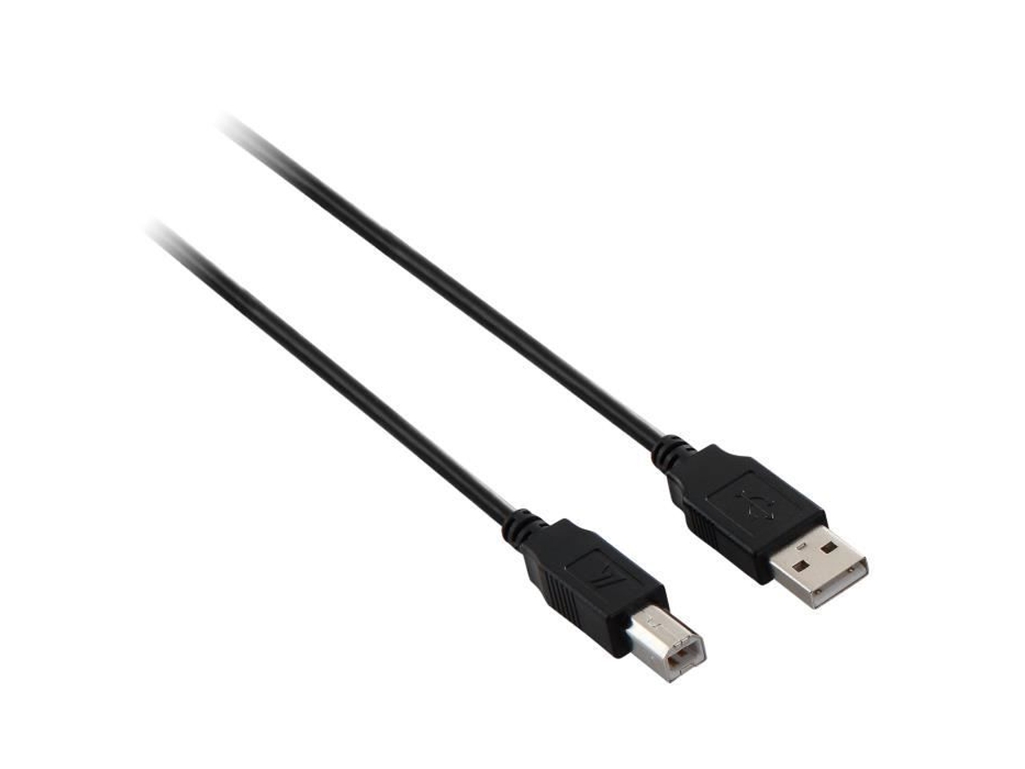 Cable USB Negro Macho AB 1.8M M/M 100% Conductor de Cobre V7