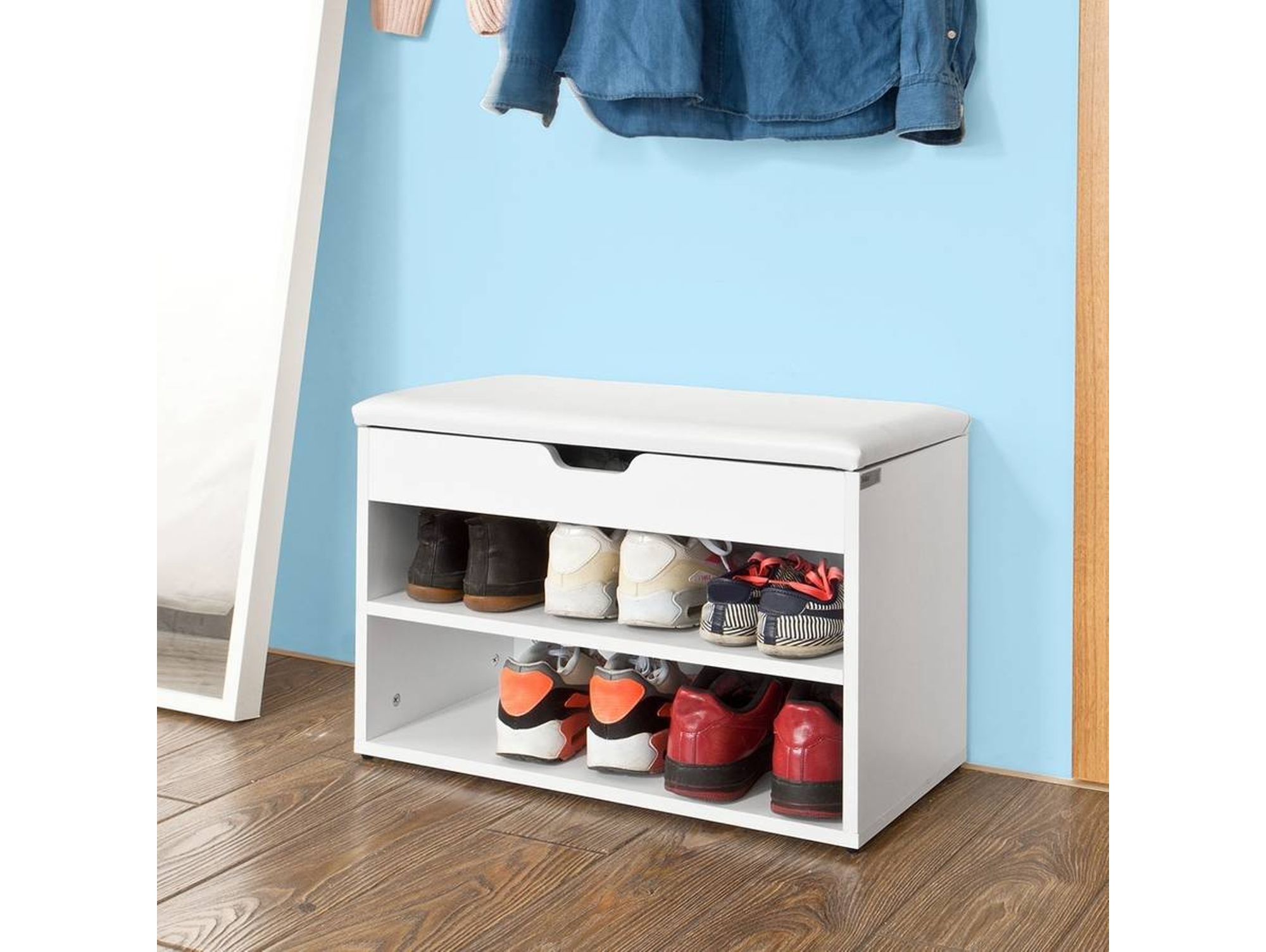 Banco Armario de Zapatos SOBUY Blanco (60x30x44cm)