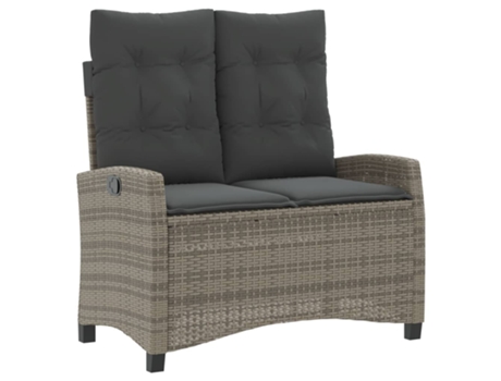 Sillón reclinable de jardín VIDAXL con cojines ratán sintético gris