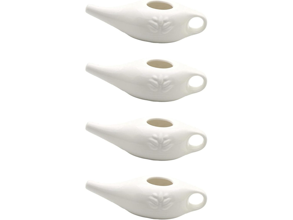 Juego De 4 Recipientes De Cerámica Para Limpieza Nasal, 250 Ml, Duraderos, A Prueba De Fugas, Para Enjuagues Nasales De Hombres Y Mujeres.