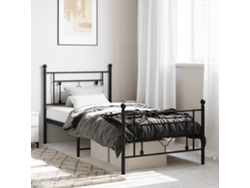 Estructura Cama Sin Colchón Con Estribo Metal Negro 90x190 Cm