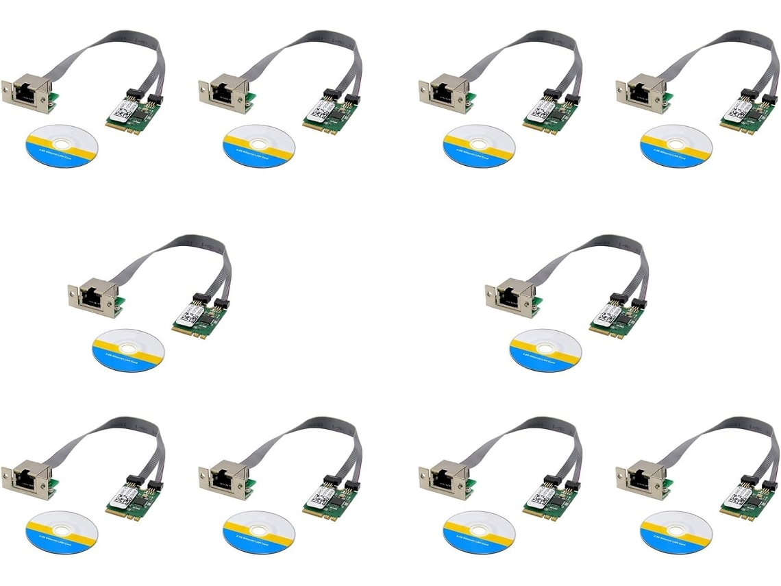 Adaptador Pci Express Rtl8125b Para Tarjeta De Red Ethernet De Control Industrial 2.5g Con 10 Puertos M.2 A+e Key