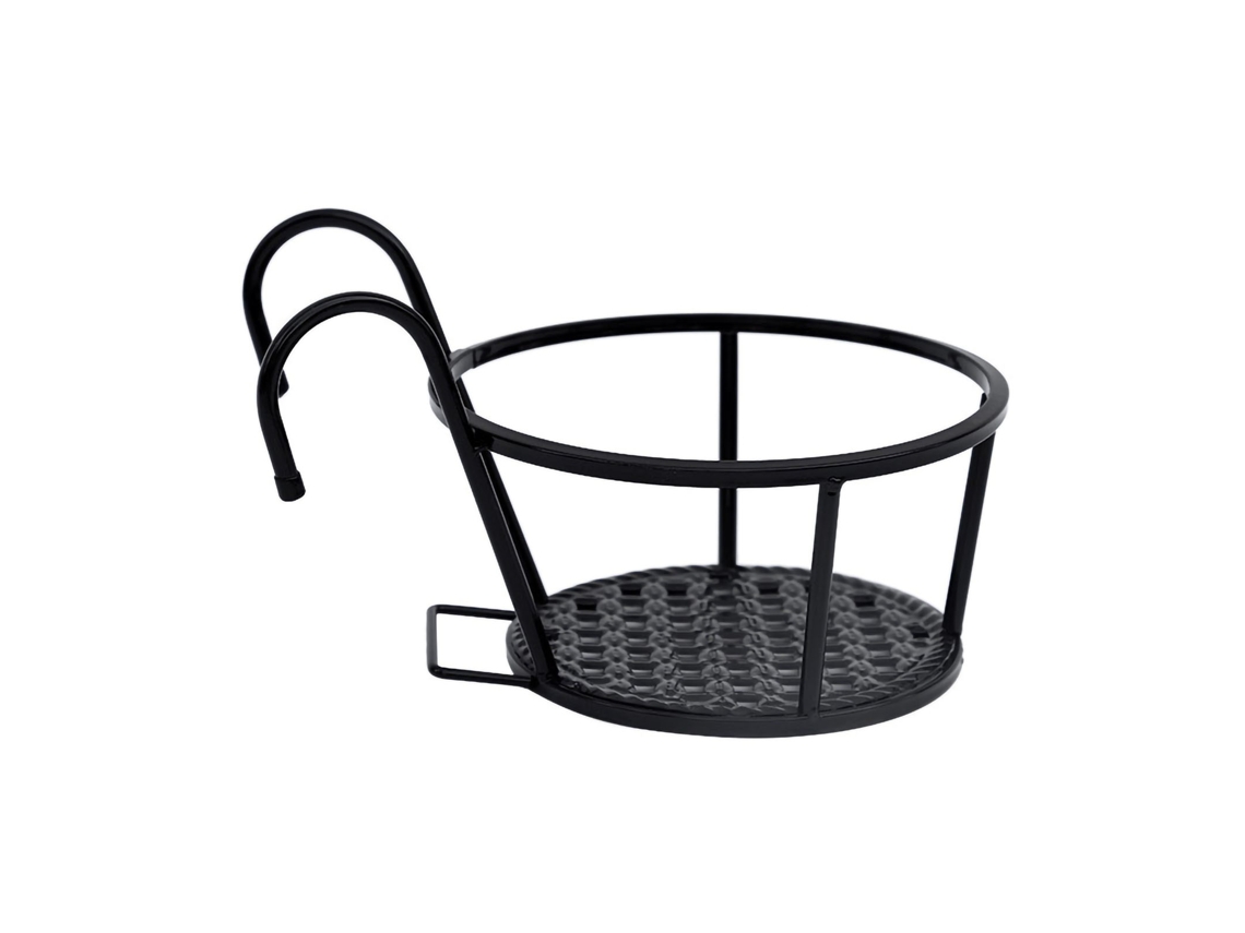 Cesta De Metal Para Flores De Pared Con Gancho, Diseño Hueco, 22 Cm, Negra