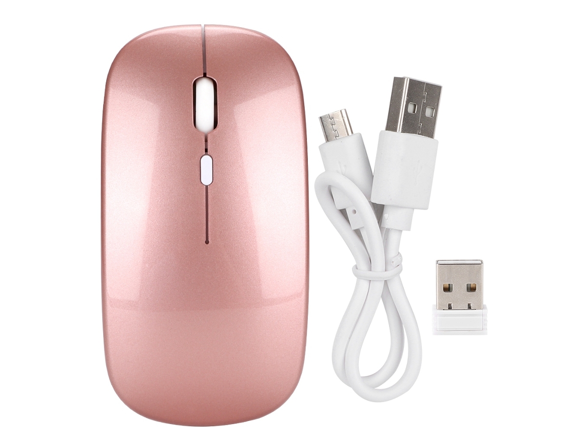 Ratón Inalámbrico Hxsj M80 2.4g, Recargable, Silencioso, Con Receptor Usb, Diseño Ergonómico, Oro Rosa.