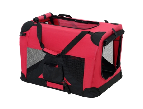 Transportin para Perros PRO.TEC (60 x 42 x 42 cm - Poliéster - Rojo)