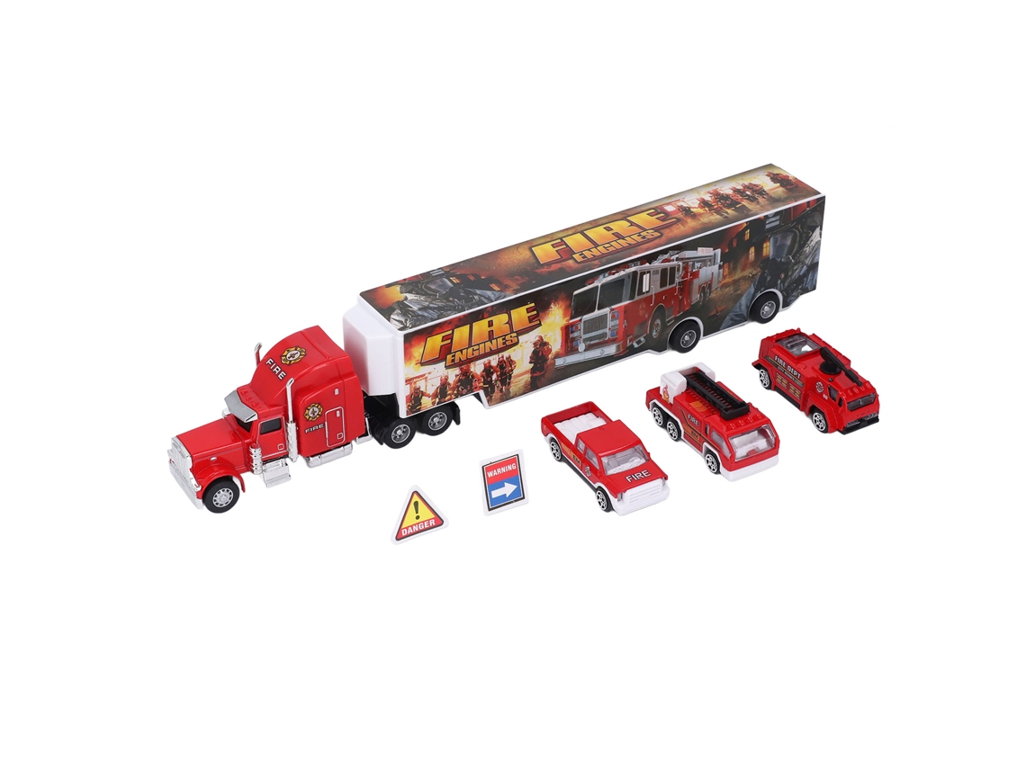 Set De Camión De Transporte Infantil Con 3 Vehículos De Rescate De Aleación Metálica.