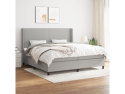 Cama Box Spring Con Colchón Tela Gris Claro 200x200 Cm
