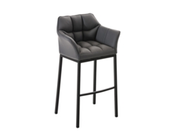Taburete de Bar Damaso en Piel Sintética con Estructura de 4 Patas Gris/Negro Clp