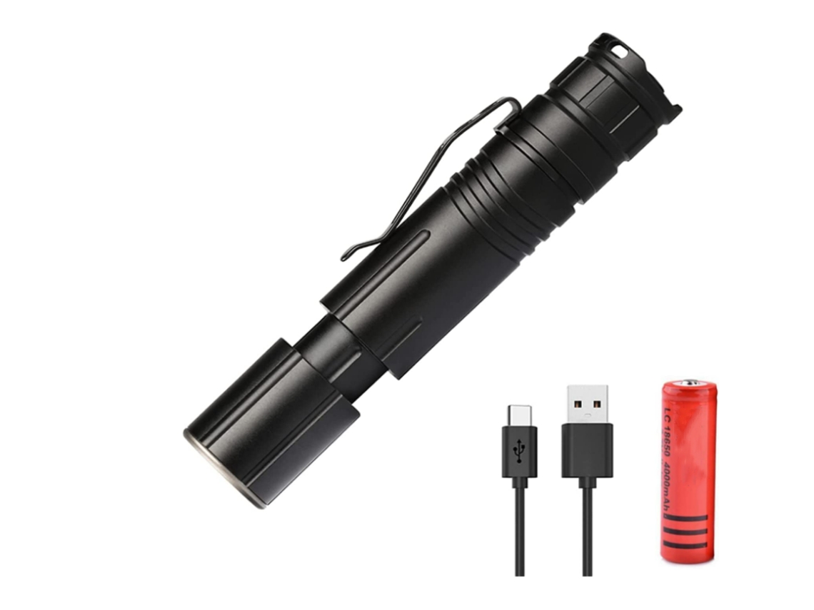 Linternas LED, Linterna LED táctica, Linternas con zoom Chronos Lantern-0082 4 modos de atenuación continua Linternas impermeables Luz (Negro) YIZHOOD