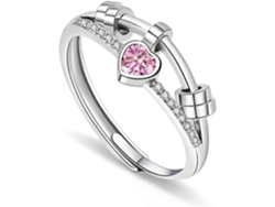 Anel Giratório Anti-stress Chrui Zircão Prata Dupla Camada (rosa)