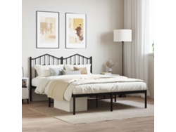 Estructura Cama Sin Colchón Con Cabecero Metal Negro 140x190 Cm