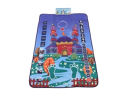 2026-alfombra De Oración Musulmana Electrónica Para Niños Con Guía De Pasos De Adoración Enseñanza En 6 Idiomas 43.3 X 27.6in Azul