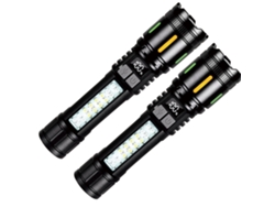 Linterna LED de largo alcance superbrillante, luz táctica con indicador de potencia, recargable por USB, zoom telescópico, ideal para acampar. Viewleaf