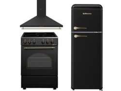 Pack Combinado Solthermic® Cocina Vtc Rustic Black 50x50 Campana Extractora Rustic Black 60 Frigorífico Retro 1,47 Negro