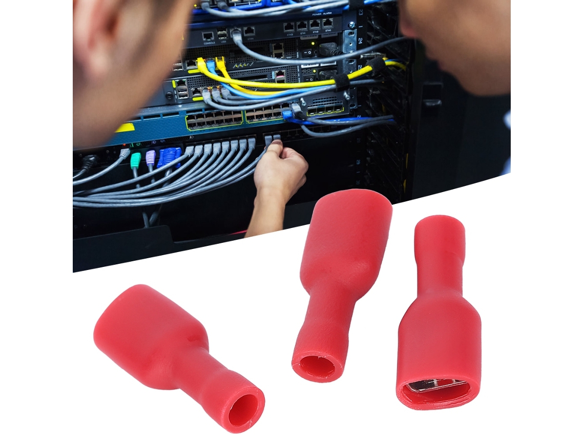 Kit de 1000 conectores hembra de PVC totalmente aislados Fdfd1 250, color rojo