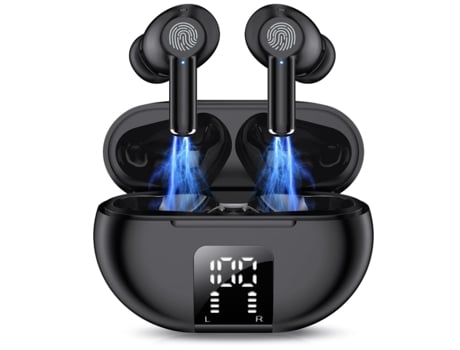Auriculares inalámbricos, Auriculares inalámbricos Bluetooth 5.3 en el oído con estéreo HiFi de 42 horas, 4 micrófonos ENC, Llamada clara, Control ...