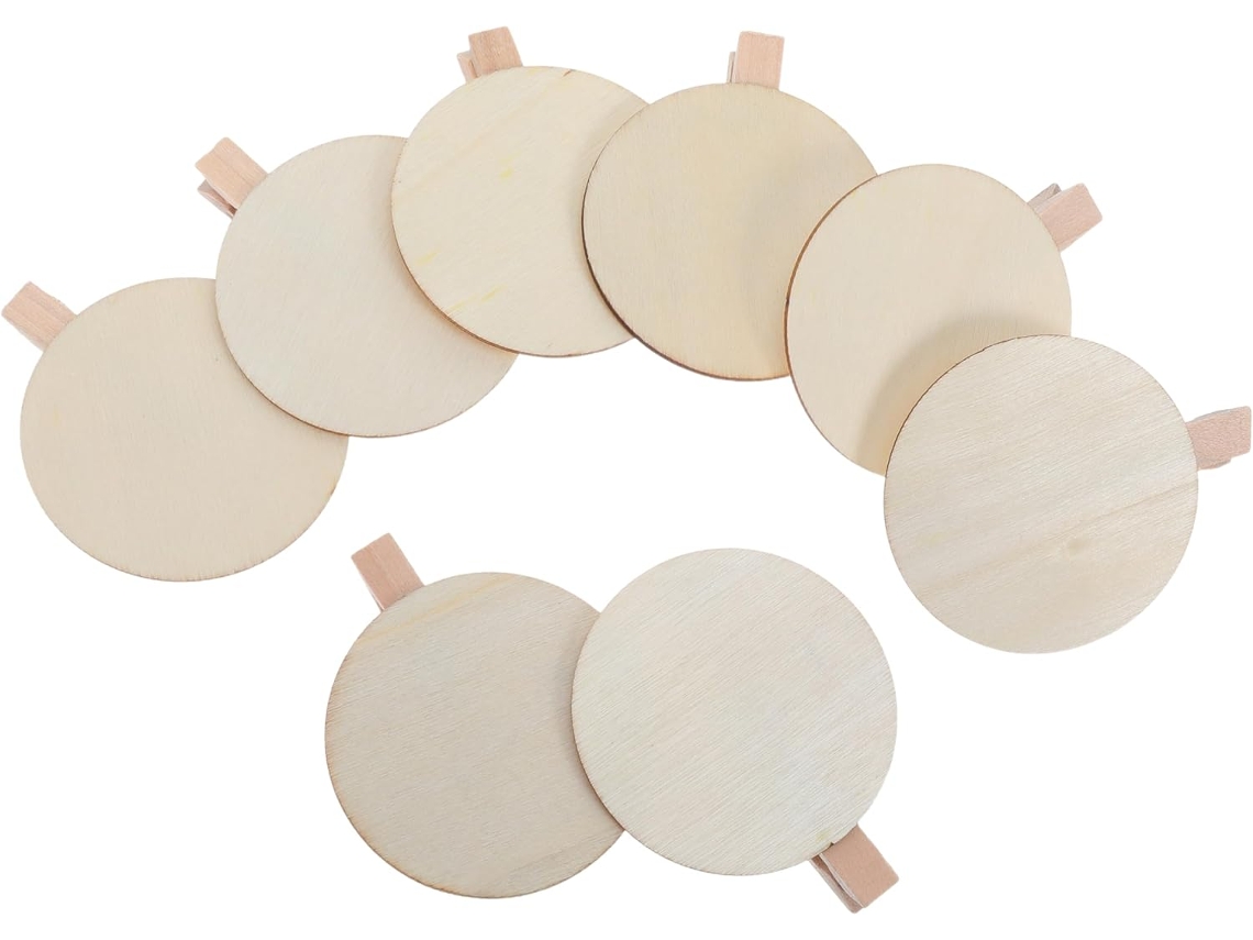 Clips Pinzas Redondas De Madera, 50 Unidades.