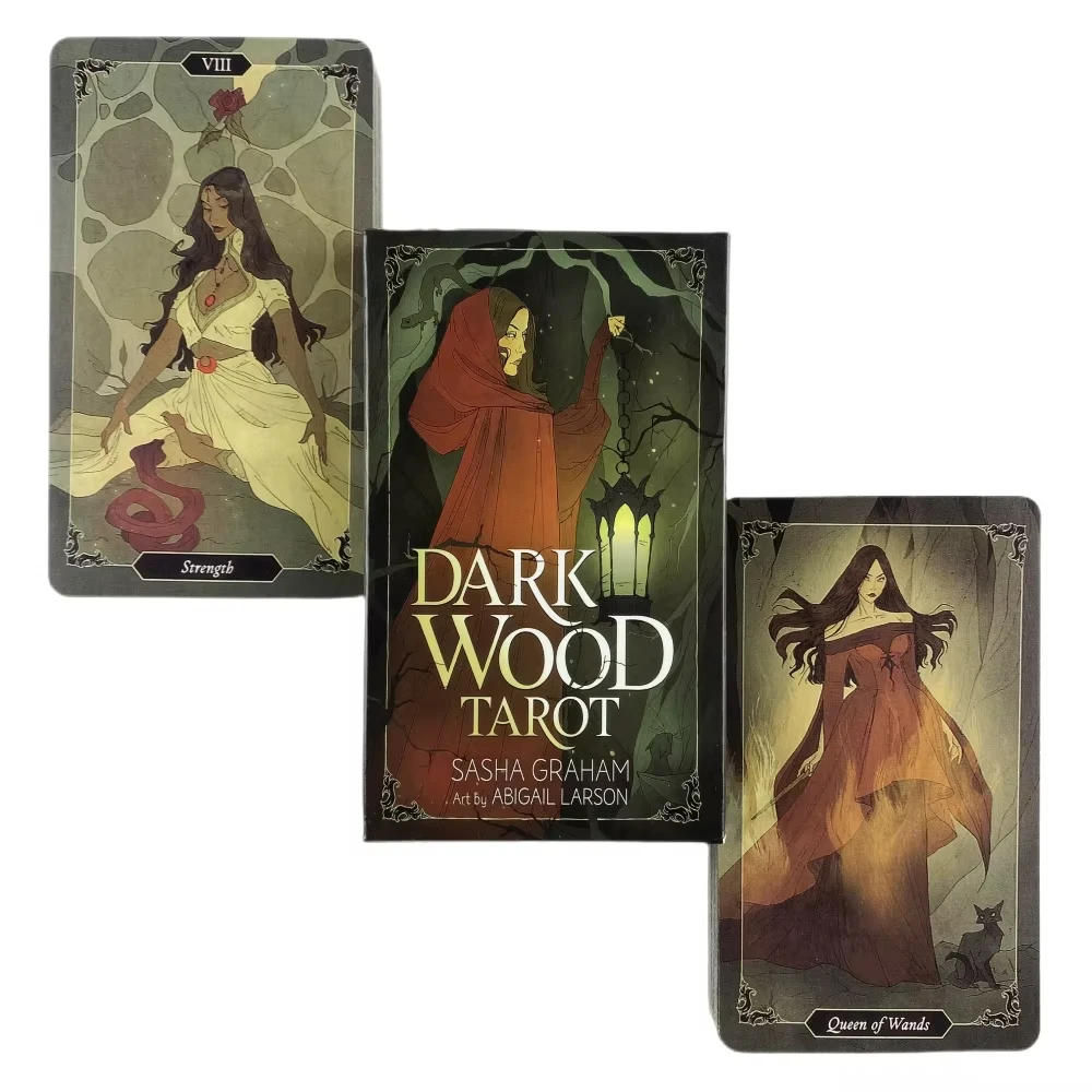 Tarot Madera Oscura, 78 Cartas Oráculo, Versión En Inglés, Tablero De Juego De Adivinación E Ilusión.