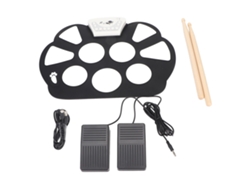 Tambor Eletrônico Roll Up 9 Pads Massa Com 2 Pedais Para Crianças Filhos W758