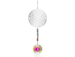 Atrapasol de metal cristalino 3D con Flor de la Vida, Girasol, Prisma y Arcoíris - Decoración Feng Shui