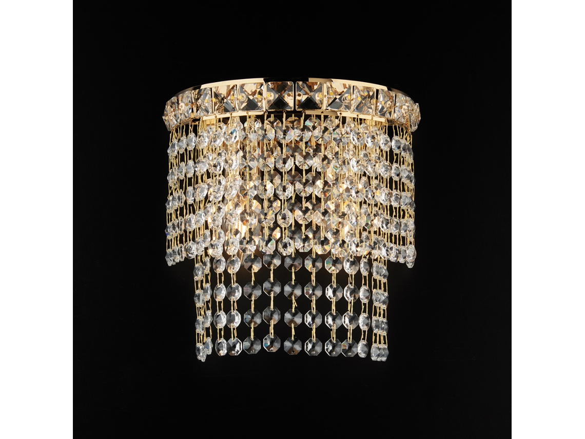 Wagner - Aplique De Hierro Y Latón Dorado Con Pedrería 2 Luces .14 - P.21 - Bl266-ap2-or