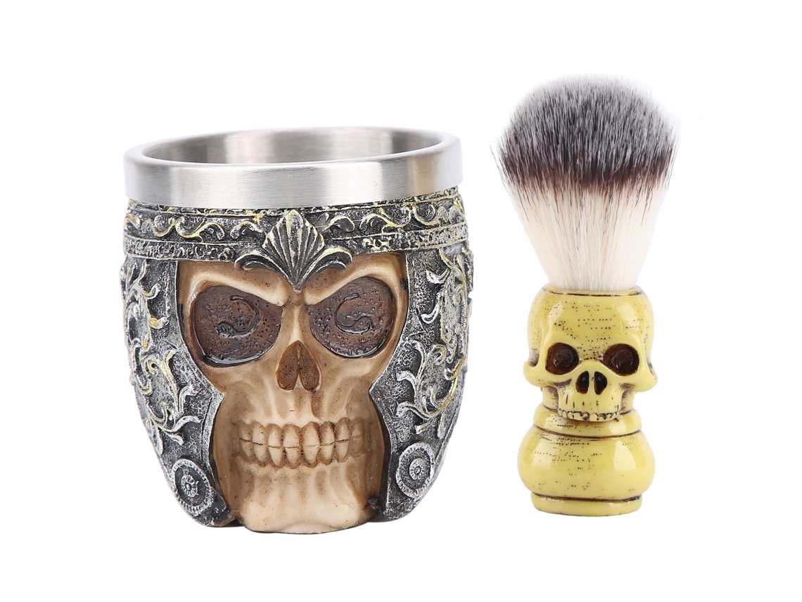 Kit De Afeitado De Acero Inoxidable Para Hombre Con Brocha Y Taza