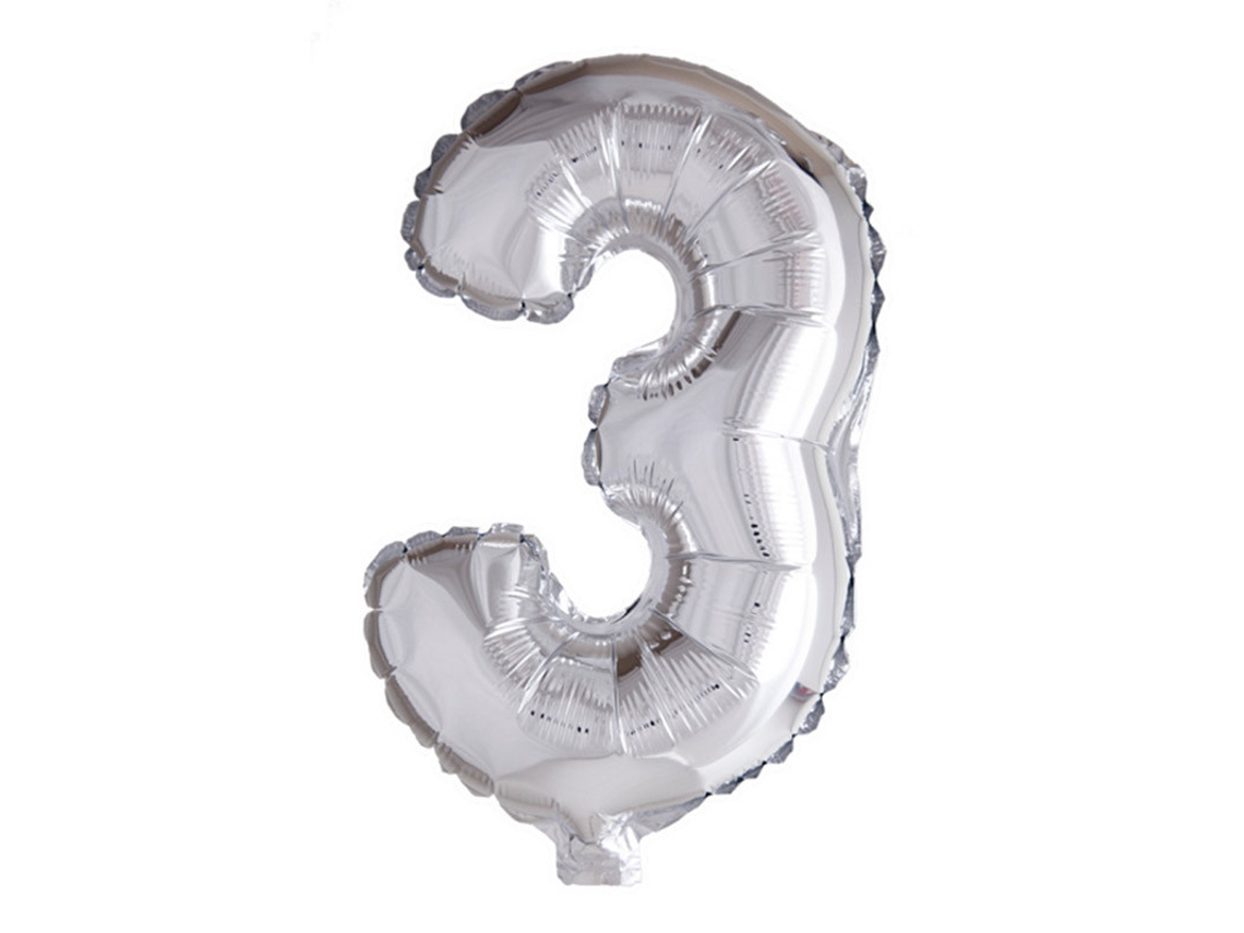 Globo WEFIESTA Foil Número 3 Plateado