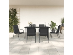 Conjunto de comedor de jardín de 7 piezas en acero y textileno negro Dkd Home Decor