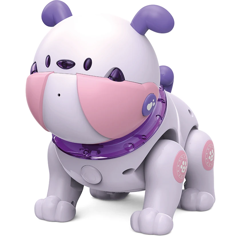 Perro robot de juguete con inteligencia artificial, control por voz, efectos de sonido y LED. Compañero inteligente. MDUG (morado)