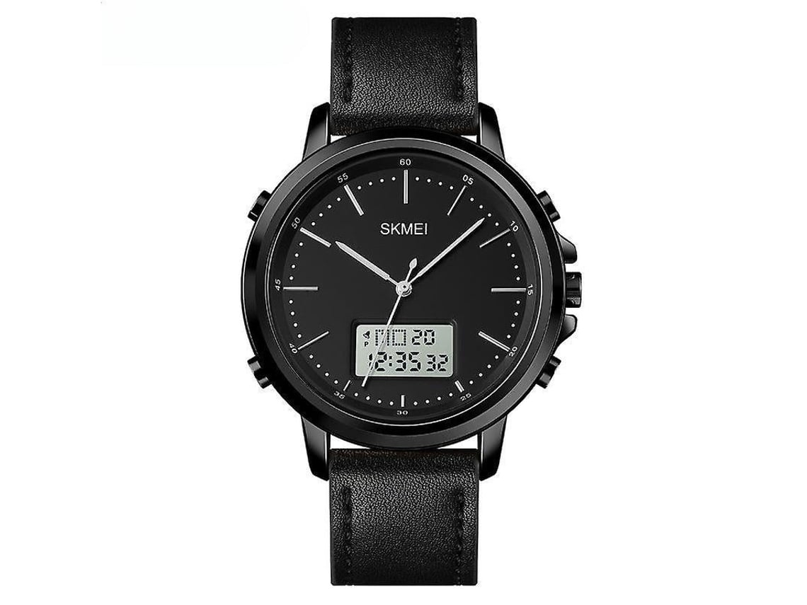 Relojes De Pulso Digitales Analógicos Masculinos Pulsera De Cuero Deporte Negro Shell Máquina Blanca Yuysan