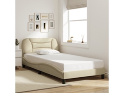 Estructura De Cama Sin Colchón Tela Crema 100x200 Cm