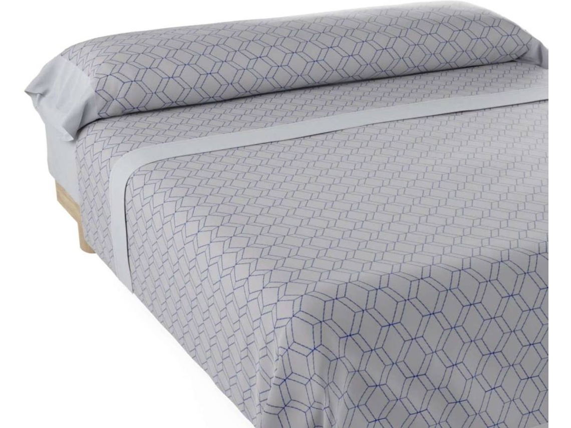 Juego de Sábanas cama 180 Nalui Gea Tejido Polycotton, Lavable a 30º y Fácil Planchado azul