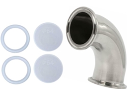 Codo Sanitario De Acero Inoxidable Tri Clamp De 5,1 Pulgadas Y 90 Cm, Codo Con Férula, Grados
