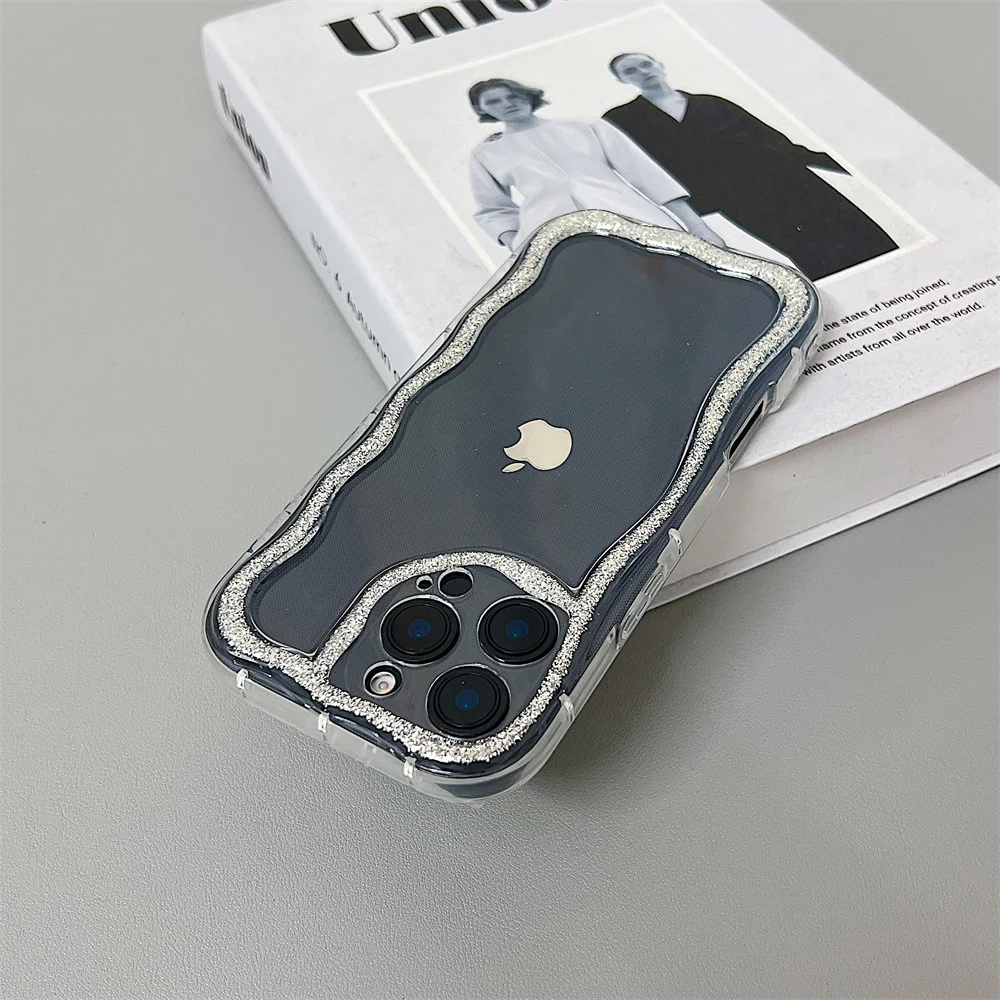 (iphone 11, Negro) Funda Para Teléfono Con Diseño Ondulado, Compatible Con Iphone, Transparente, Bonita, Funda Protectora A Prueba De Golpes.