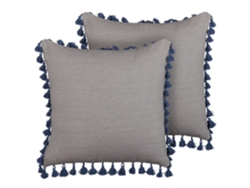 Juego de cojines decorativos BELIANI Carpinus de Lino Gris 45x45x10