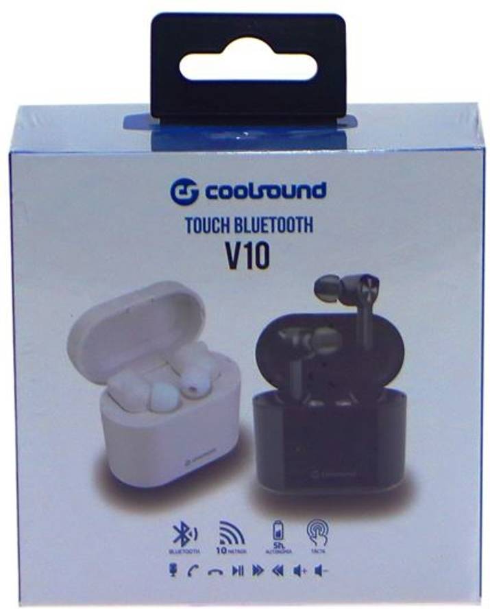 Auriculares Bluetooth True Wireless COOLSOUND TWS V10 (In Ear - Micrófono - Blanco)