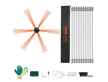 Kit de limpiador de chimeneas con 10 barras flexibles de nailon reforzado, cepillo de 360 ​​grados, limpiador de chimeneas, accesorios de combustib...