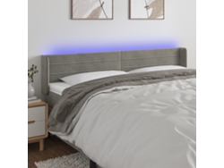 Cabecero Con Led De Terciopelo Gris Claro 183x16x78/88 Cm