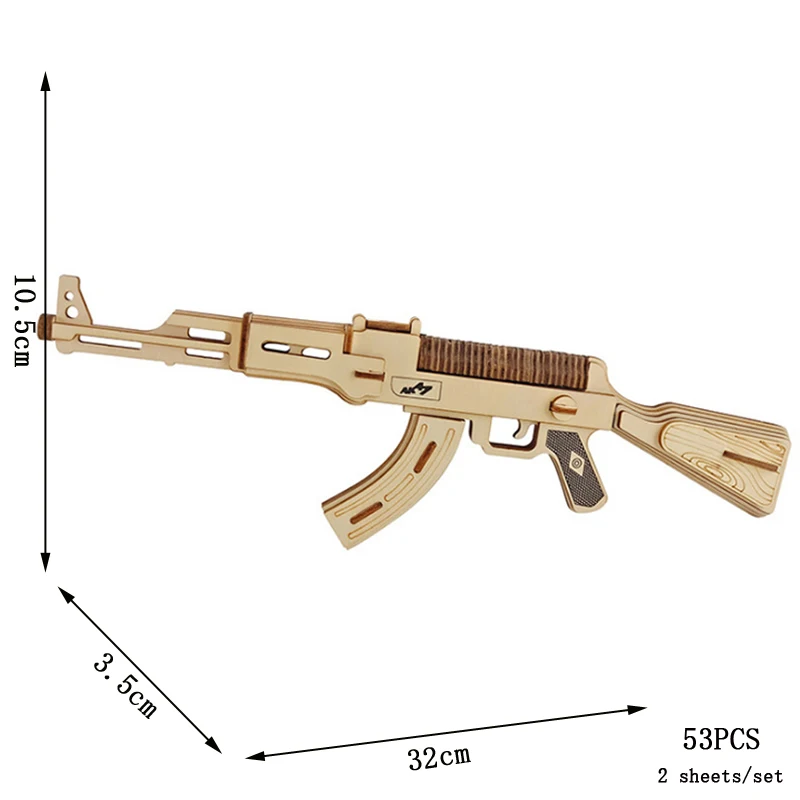 (ak47) Rompecabezas De Madera 3d Con Temática Militar, Kit De Montaje Diy